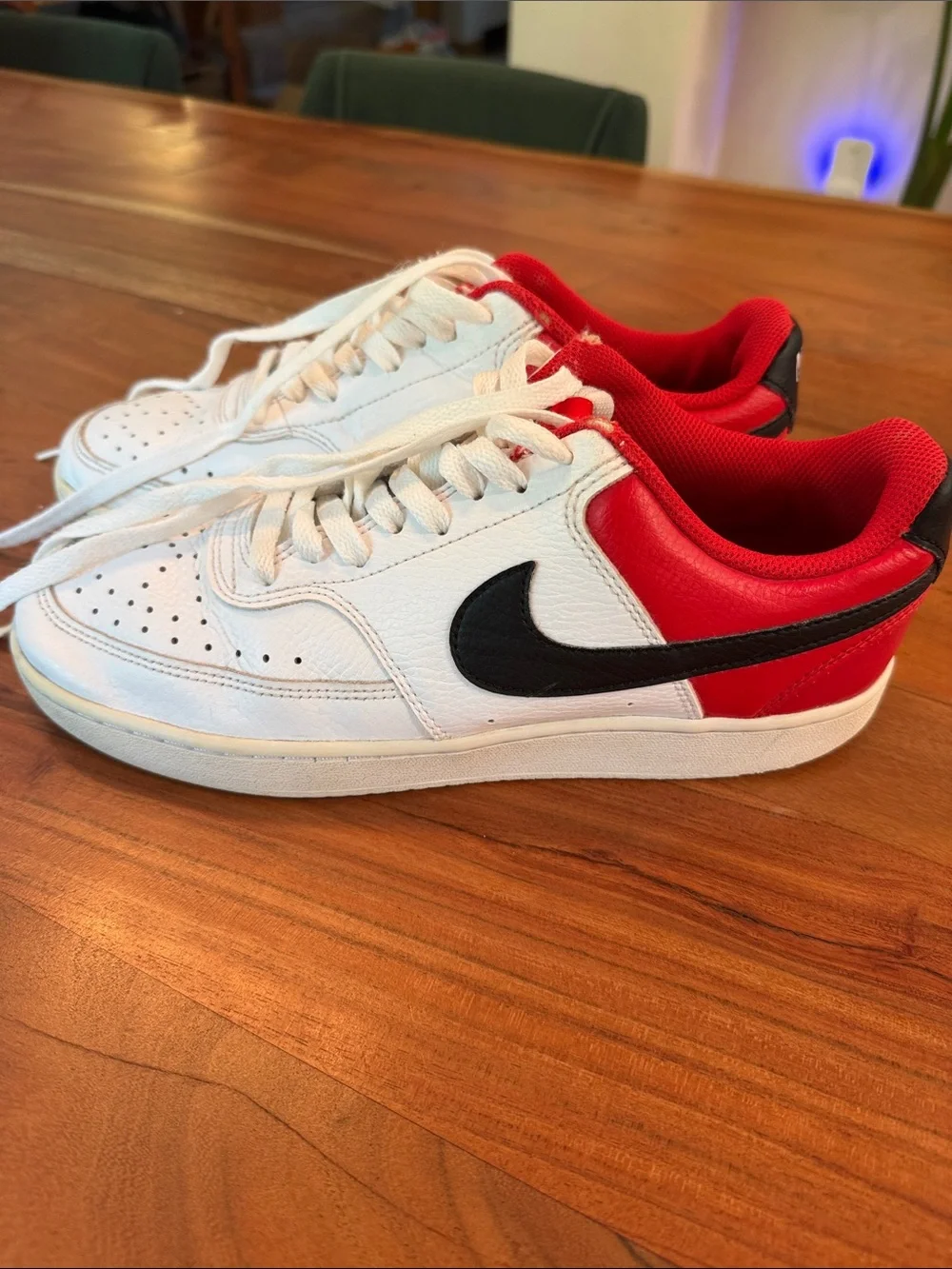 Nike Court Vision Low in White University Red, Black. Men’s size 8. DH851-100